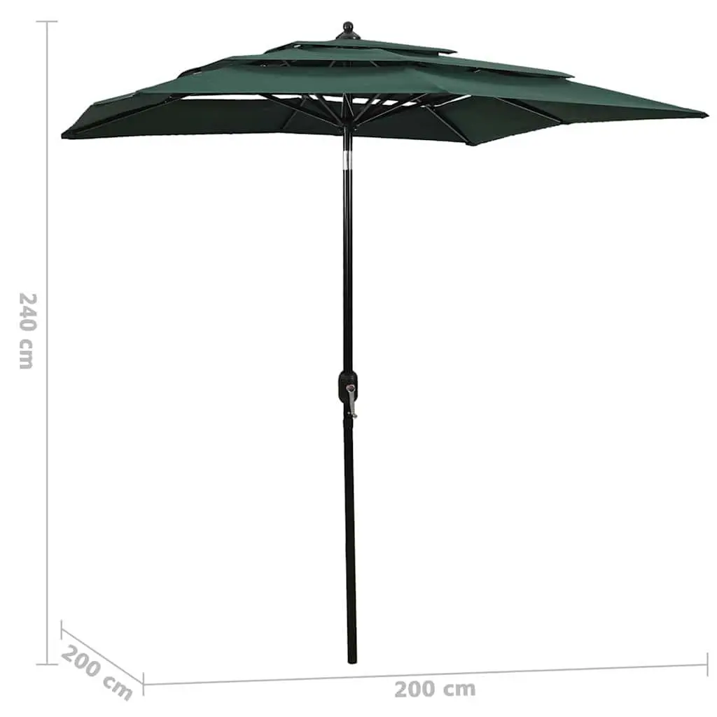 Garden Parasol UV Protection 3-Tier 2x2m Green