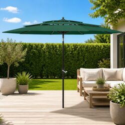 Reliable 3m Green Garden Parasol with Easy Adjustments