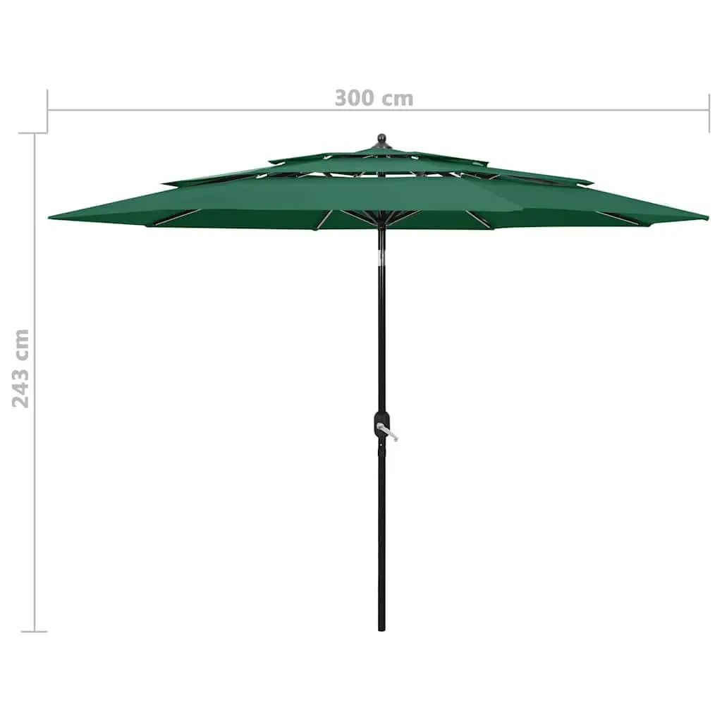 Garden Parasol 3m Outdoor Patio Sun Shade Umbrella Crank Tilt Green