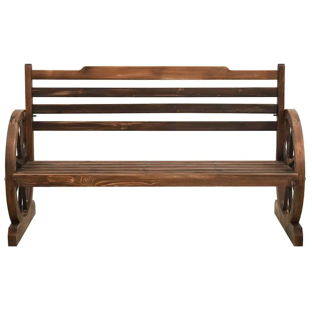 Garden Bench 112cm Outdoor Seating Firwood Wagon Wheel Design Patio Furniture