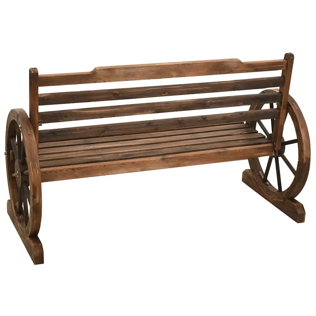 Garden Bench 112cm Outdoor Seating Firwood Wagon Wheel Design Patio Furniture