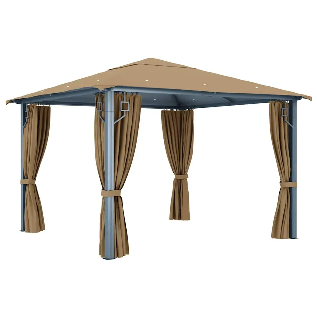 Gazebo Outdoor Canopy Pavilion 300x300cm Taupe with Curtains and Mesh Screens