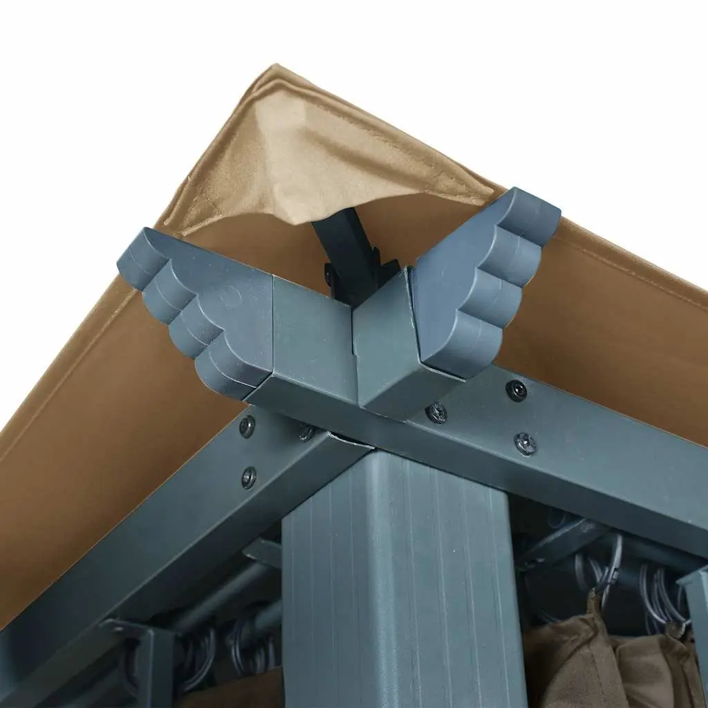 Gazebo Outdoor Canopy Pavilion 300x300cm Taupe with Curtains and Mesh Screens