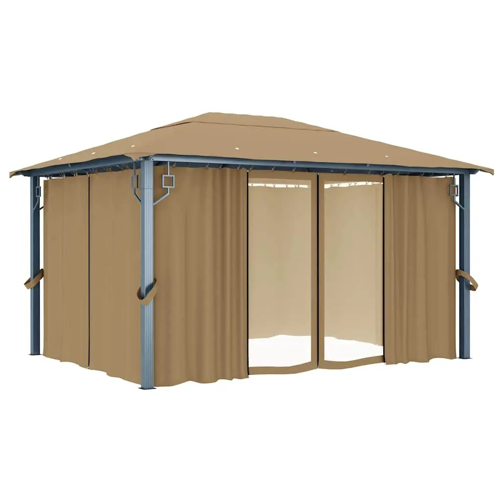 Gazebo Outdoor Canopy Pavilion 400x300 cm Taupe with Curtains and Mesh Screens