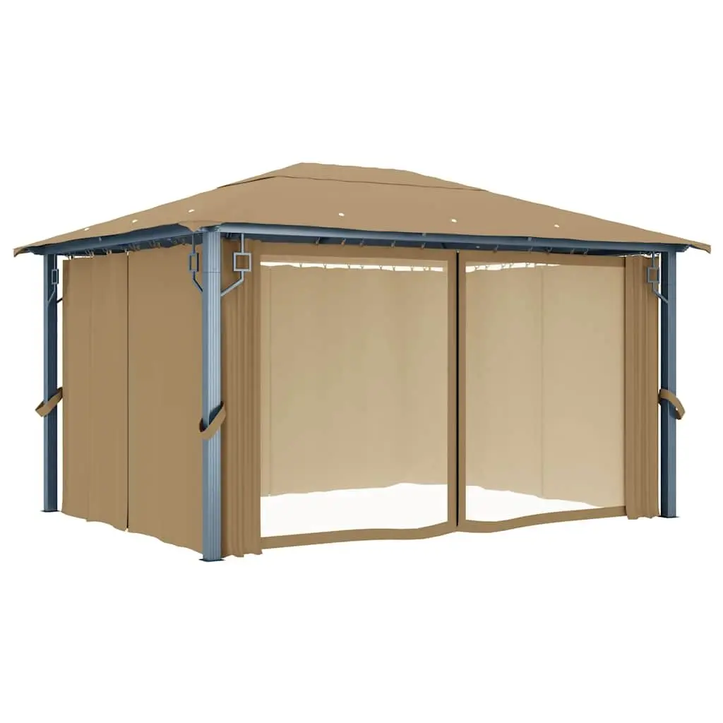Gazebo Outdoor Canopy Pavilion 400x300 cm Taupe with Curtains and Mesh Screens