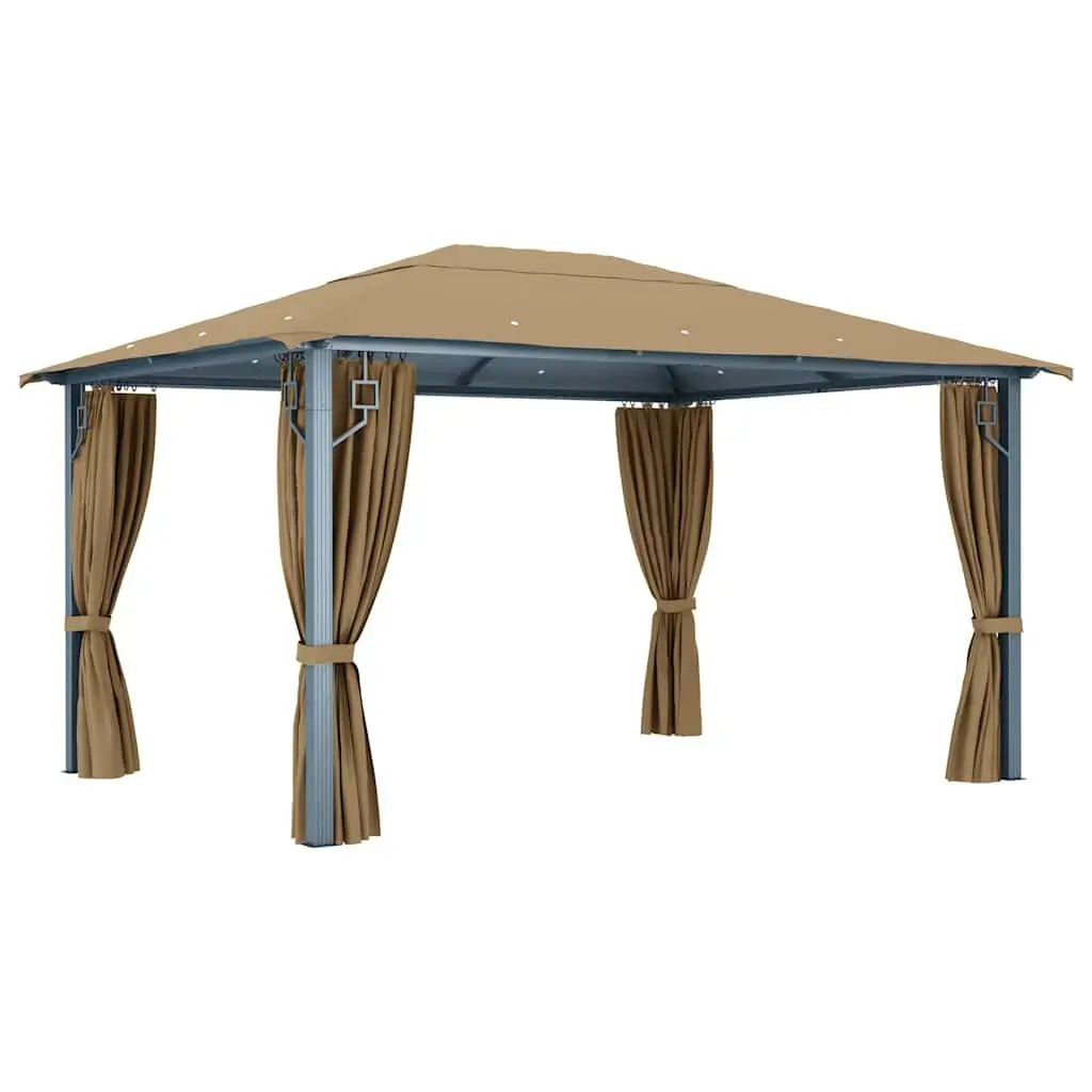Gazebo Outdoor Canopy Pavilion 400x300 cm Taupe with Curtains and Mesh Screens