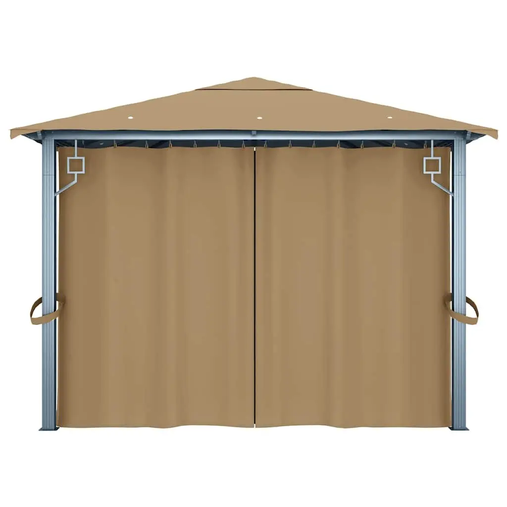Gazebo Outdoor Canopy Pavilion 400x300 cm Taupe with Curtains and Mesh Screens
