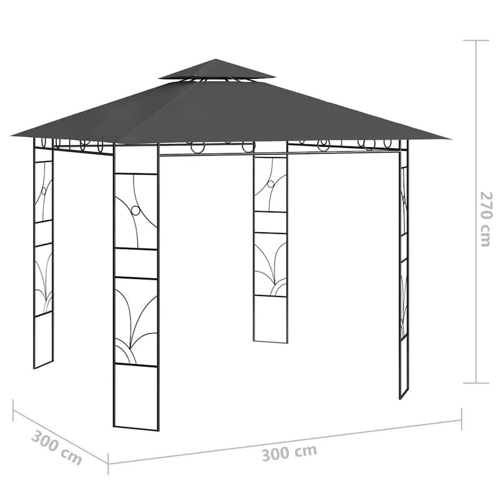 Outdoor Canopy Gazebo Steel Frame Tent Anthracite 3x3x2.7m for Parties Events and Garden Gatherings