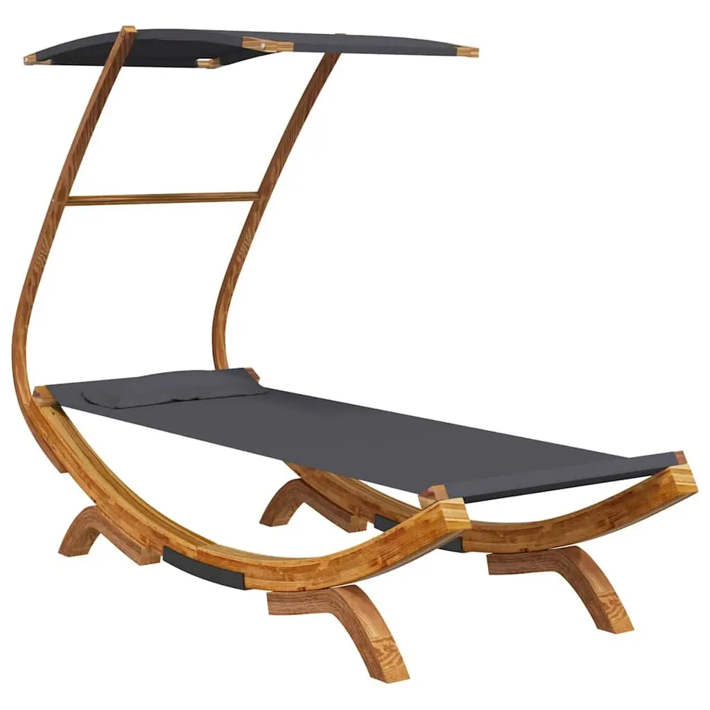Outdoor Lounge Bed with Canopy Sunbed Garden Patio Furniture Anthracite