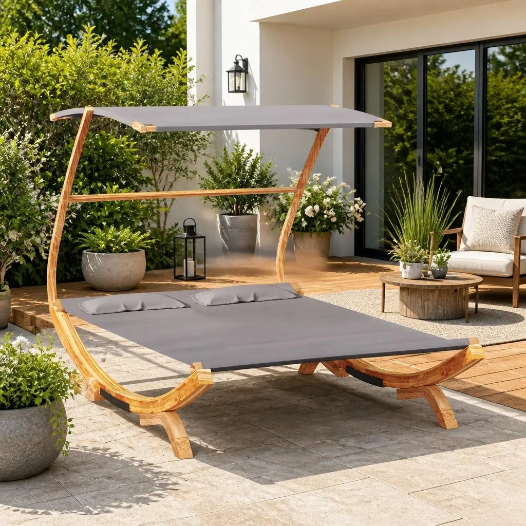 Outdoor Lounge Bed with Canopy for Comfort