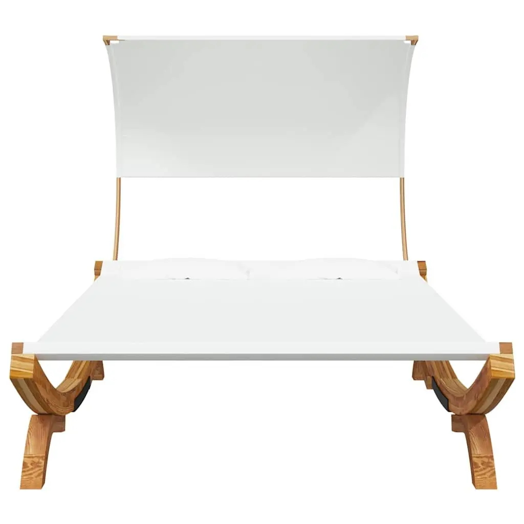 Outdoor Lounge Bed with Canopy Cream 165 x 203 x 126 cm Garden Patio Furniture Bent Wood