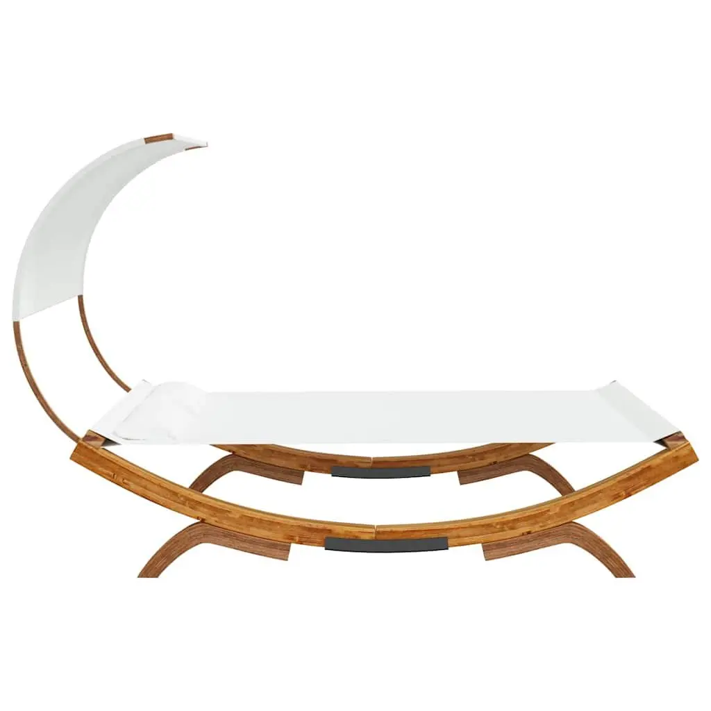 Outdoor Lounge Bed with Canopy Cream 165 x 203 x 126 cm Garden Patio Furniture Bent Wood