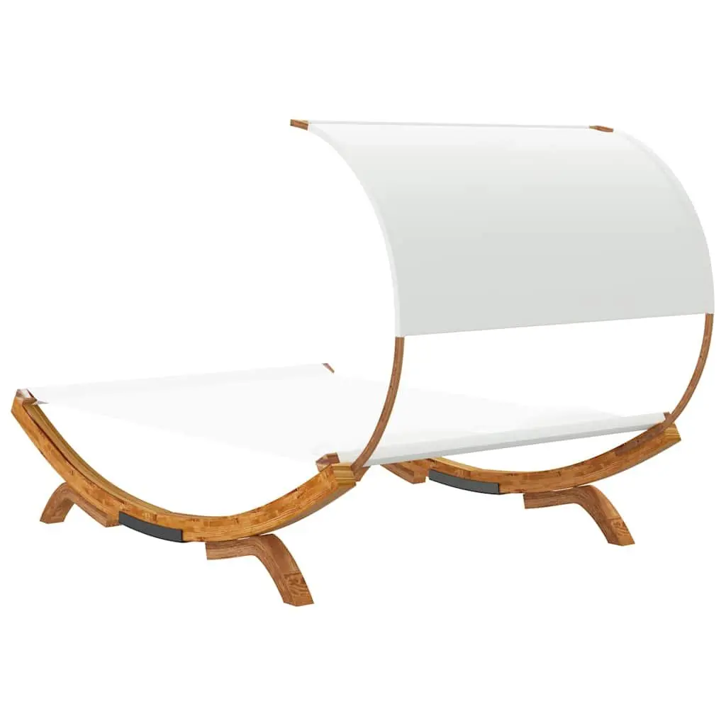 Outdoor Lounge Bed with Canopy Cream 165 x 203 x 126 cm Garden Patio Furniture Bent Wood
