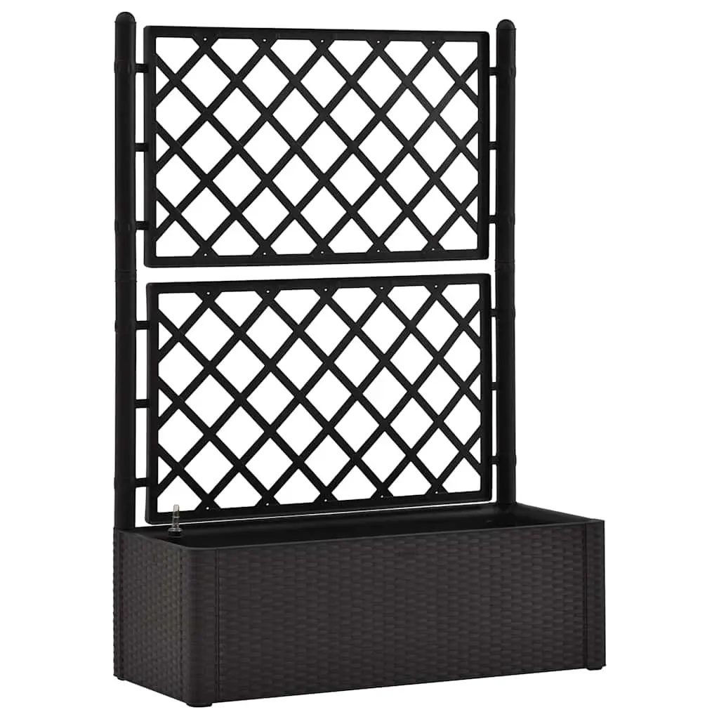 Raised Garden Bed Self Watering Planter Box with Trellis 90L Anthracite Outdoor