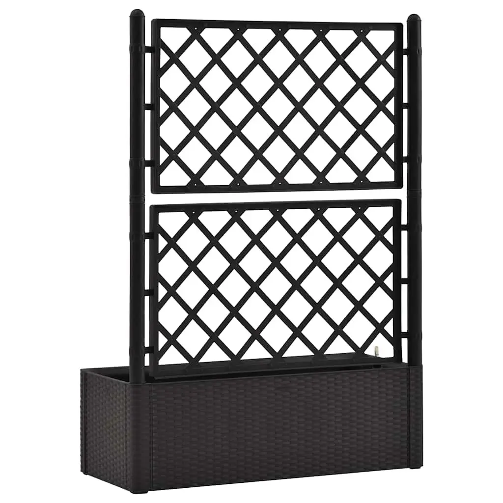 Raised Garden Bed Self Watering Planter Box with Trellis 90L Anthracite Outdoor
