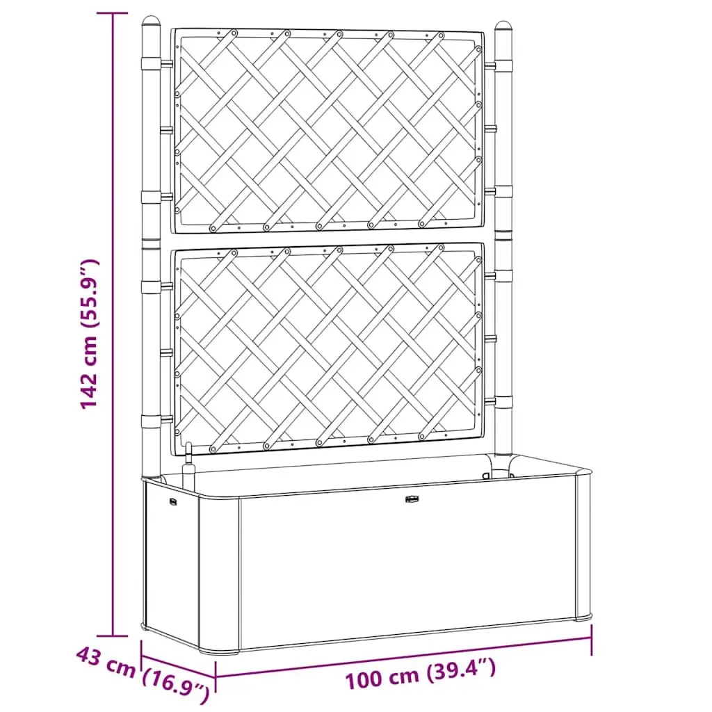 Raised Garden Bed Self Watering Planter Box with Trellis 90L Anthracite Outdoor