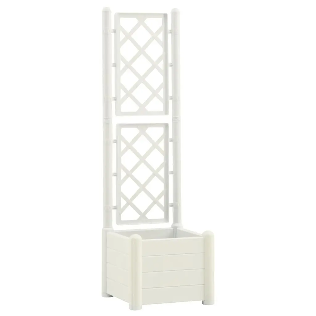 Garden Planter Trellis Outdoor Raised Flower Box 30L White