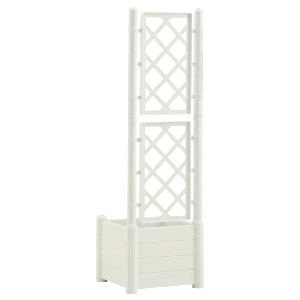 Garden Planter Trellis Outdoor Raised Flower Box 30L White
