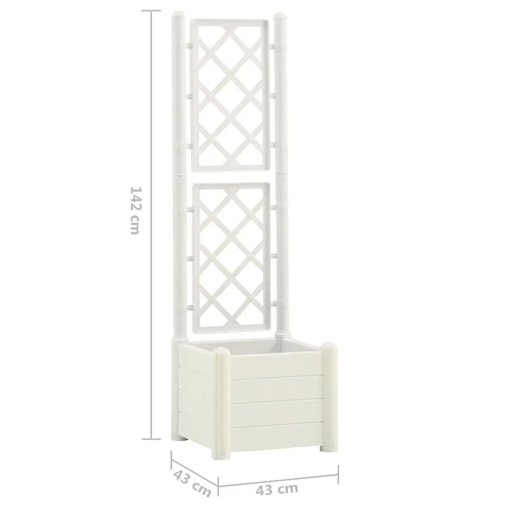 Garden Planter Trellis Outdoor Raised Flower Box 30L White