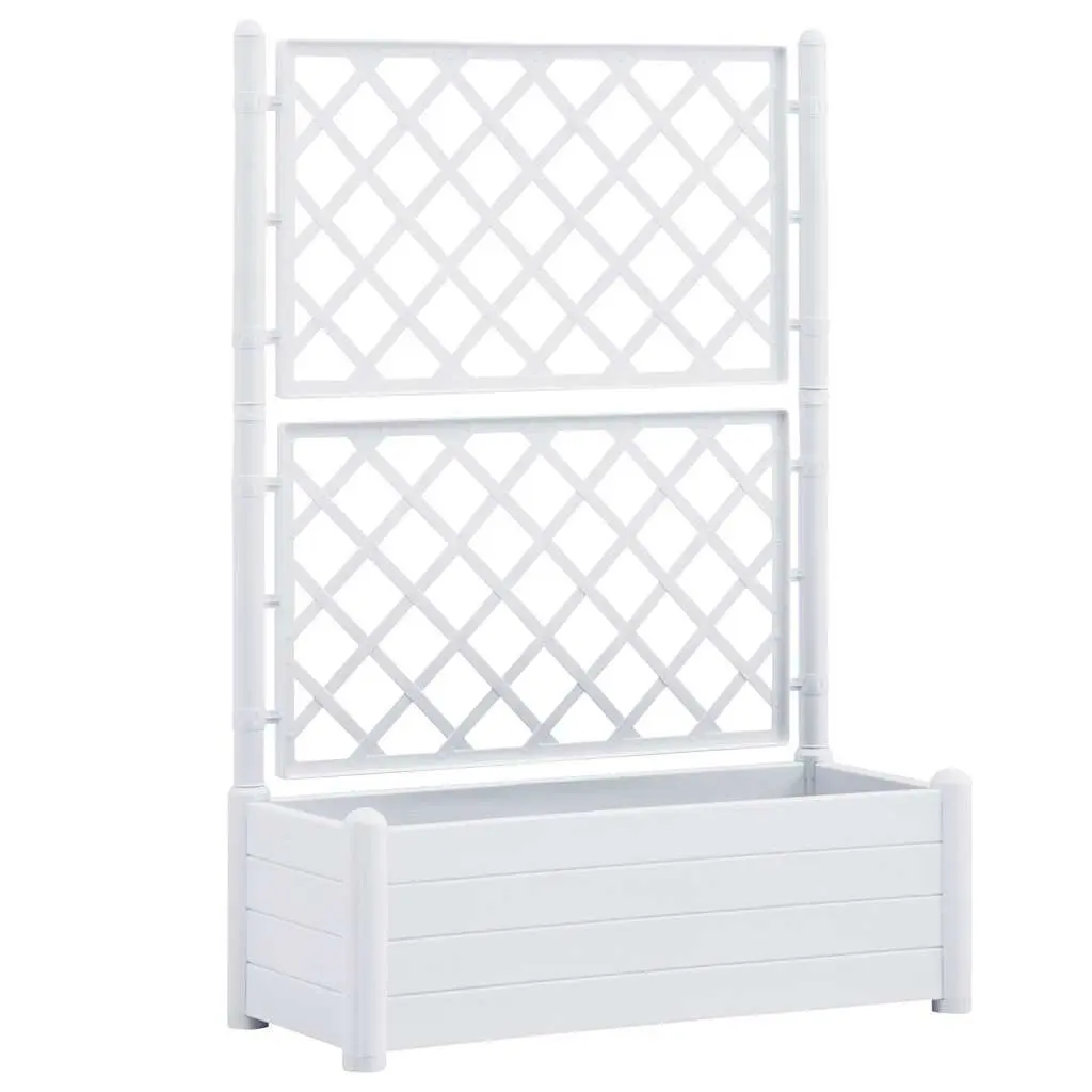 Garden Planter Trellis Support Raised Flower Bed 100x43x142cm White