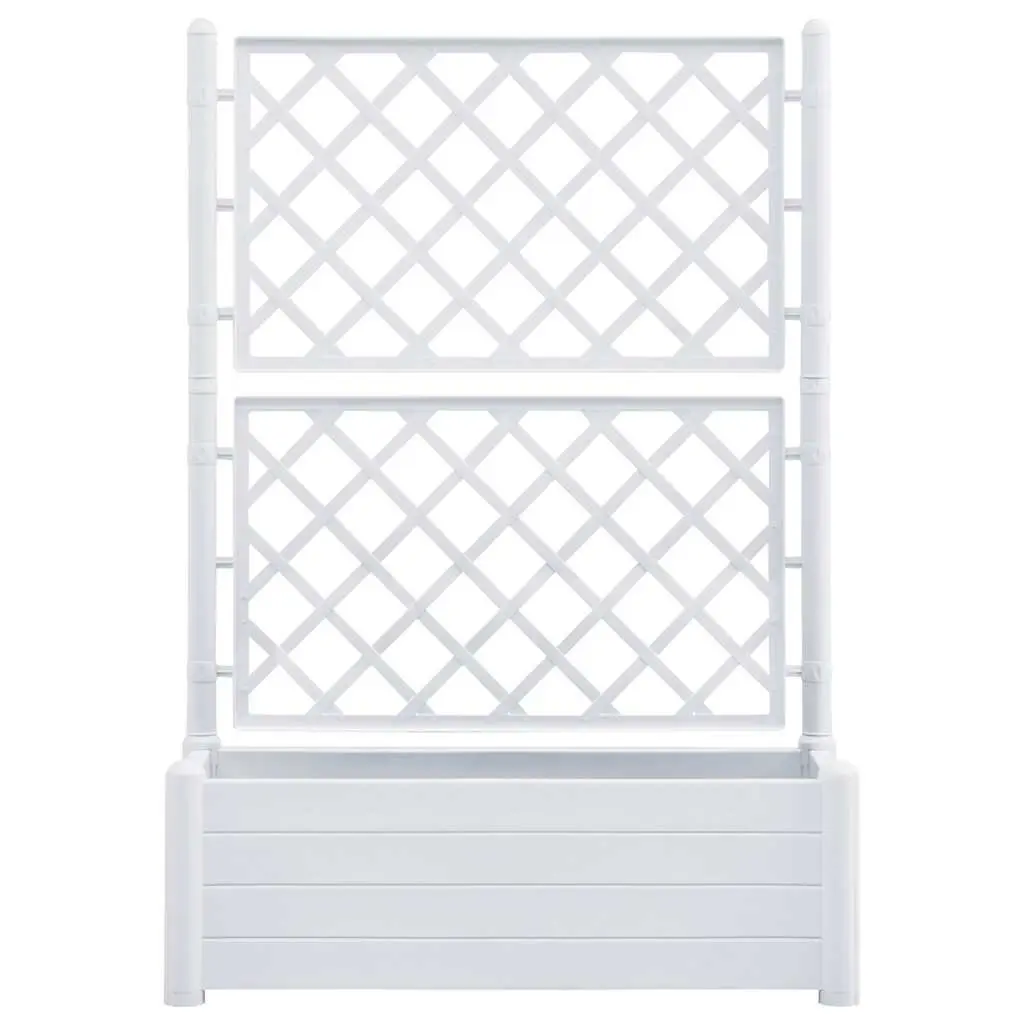 Garden Planter Trellis Support Raised Flower Bed 100x43x142cm White