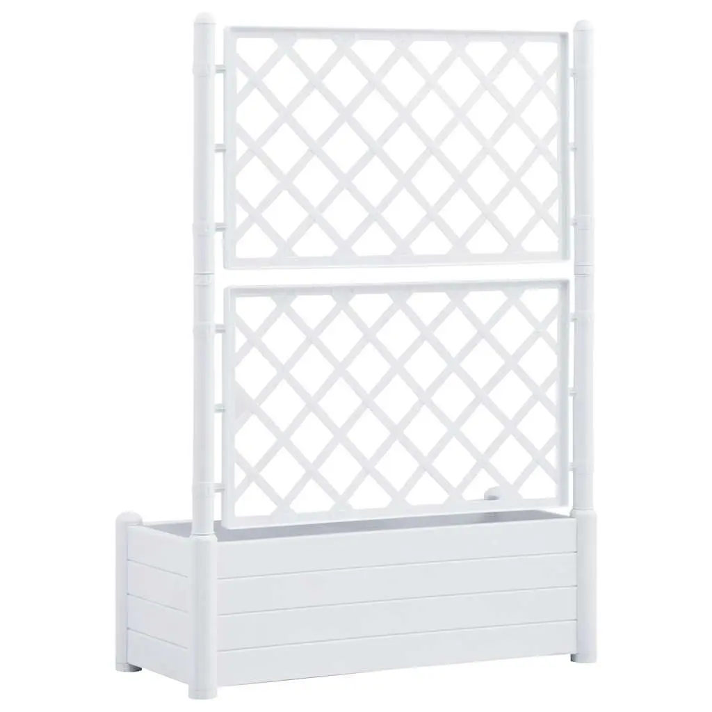 Garden Planter Trellis Support Raised Flower Bed 100x43x142cm White