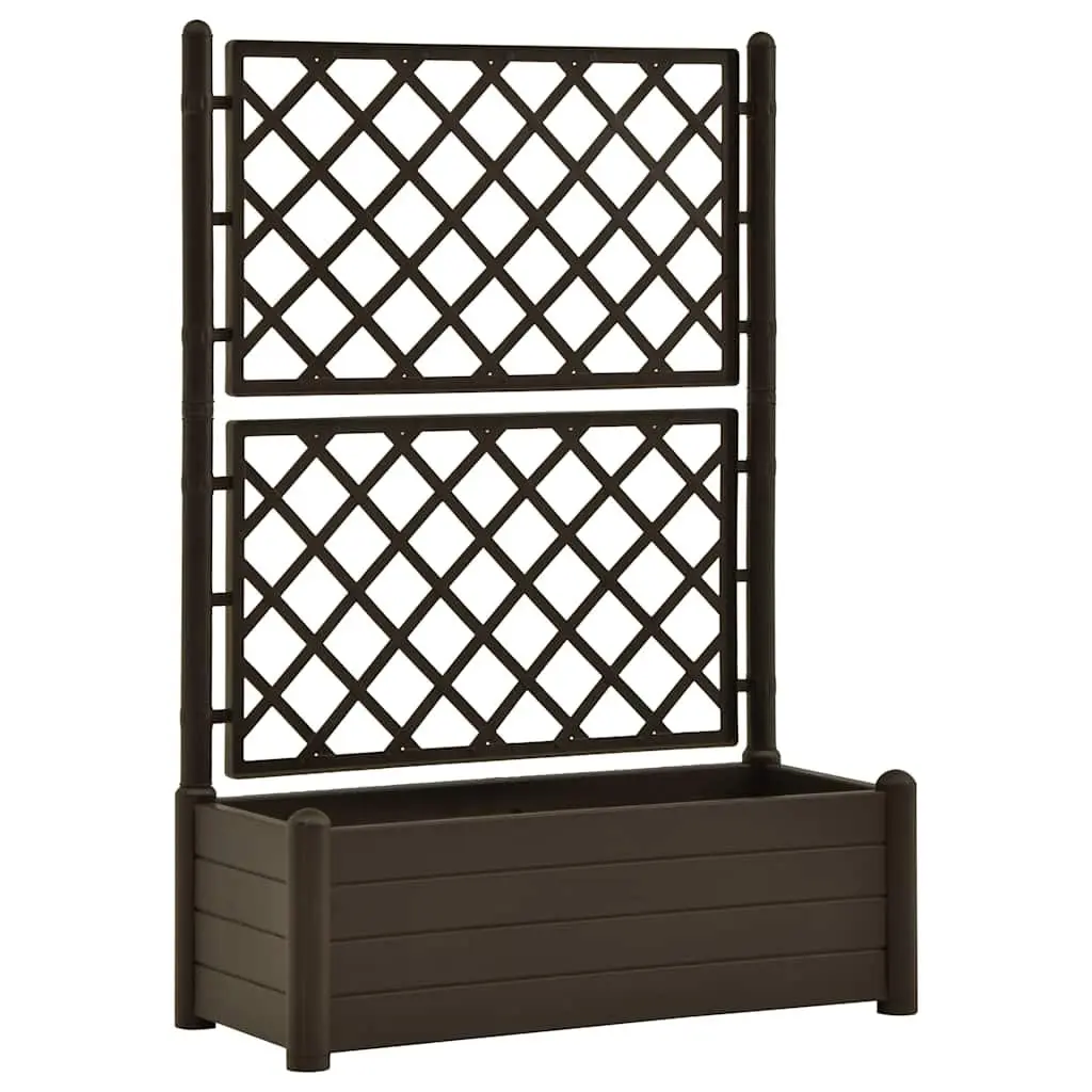 Garden Planter Raised Bed Flower Box with Trellis for Outdoor Climbing Plants Anthracite 100 x 43 x 142 cm