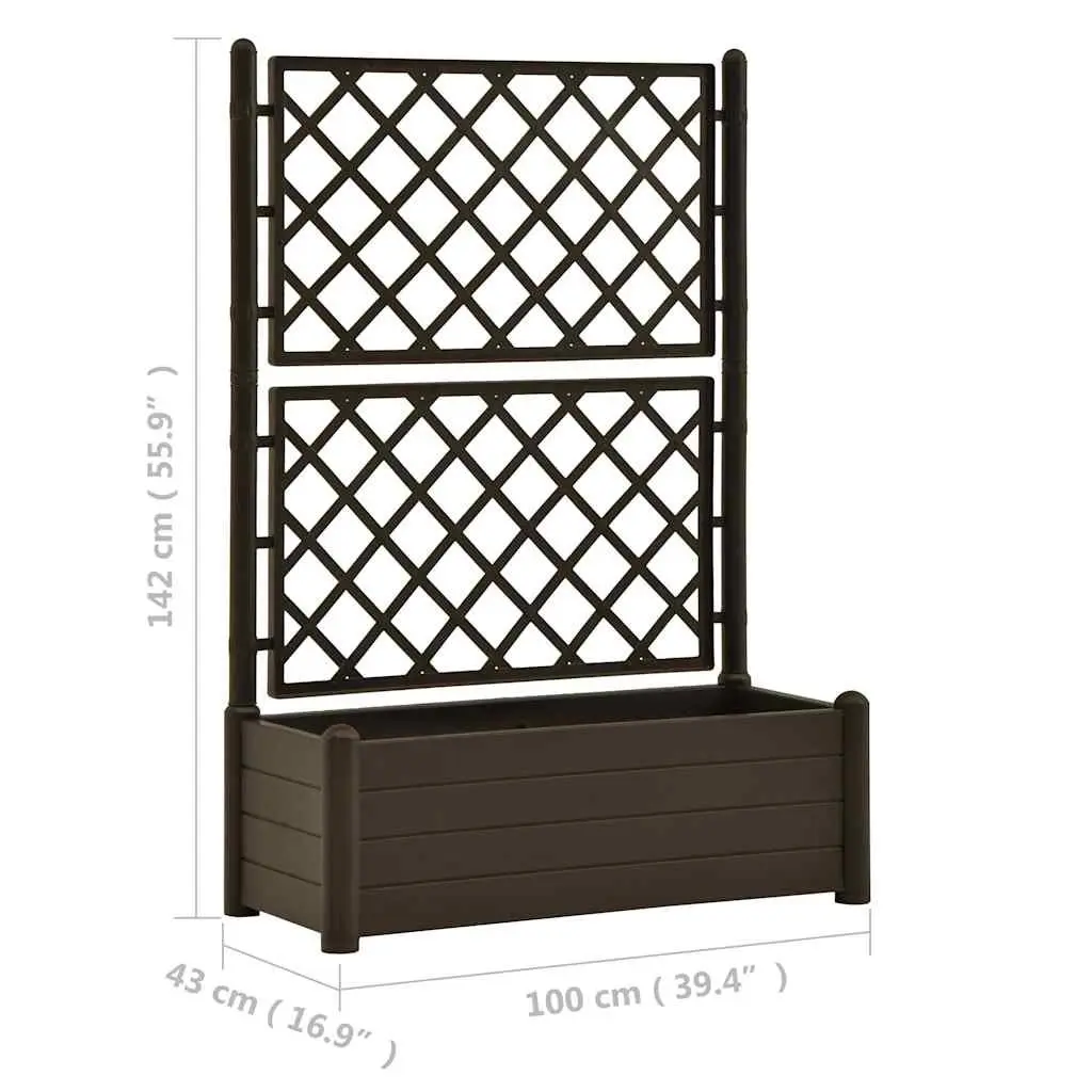 Garden Planter Raised Bed Flower Box with Trellis for Outdoor Climbing Plants Anthracite 100 x 43 x 142 cm