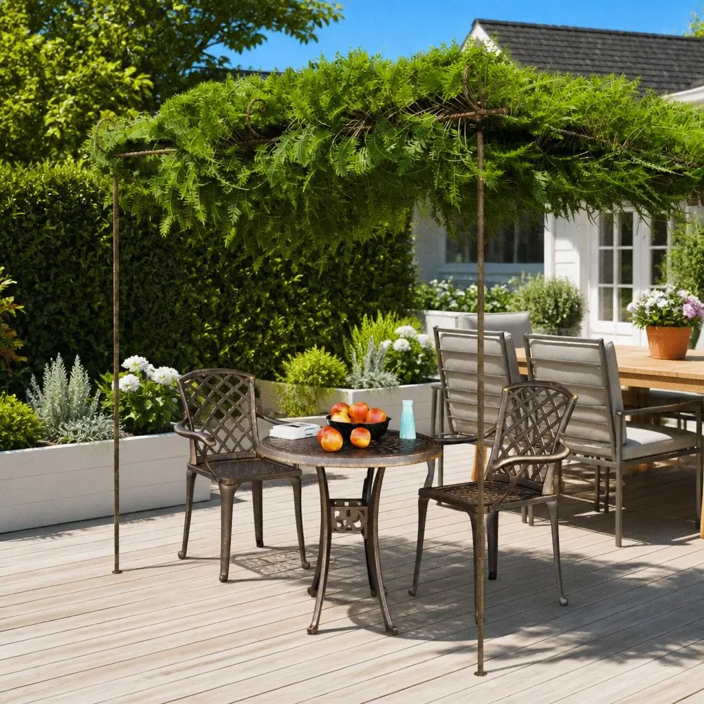 Garden Pergola Lean-to Wrought Iron Frame 3x3x2.5m Brown