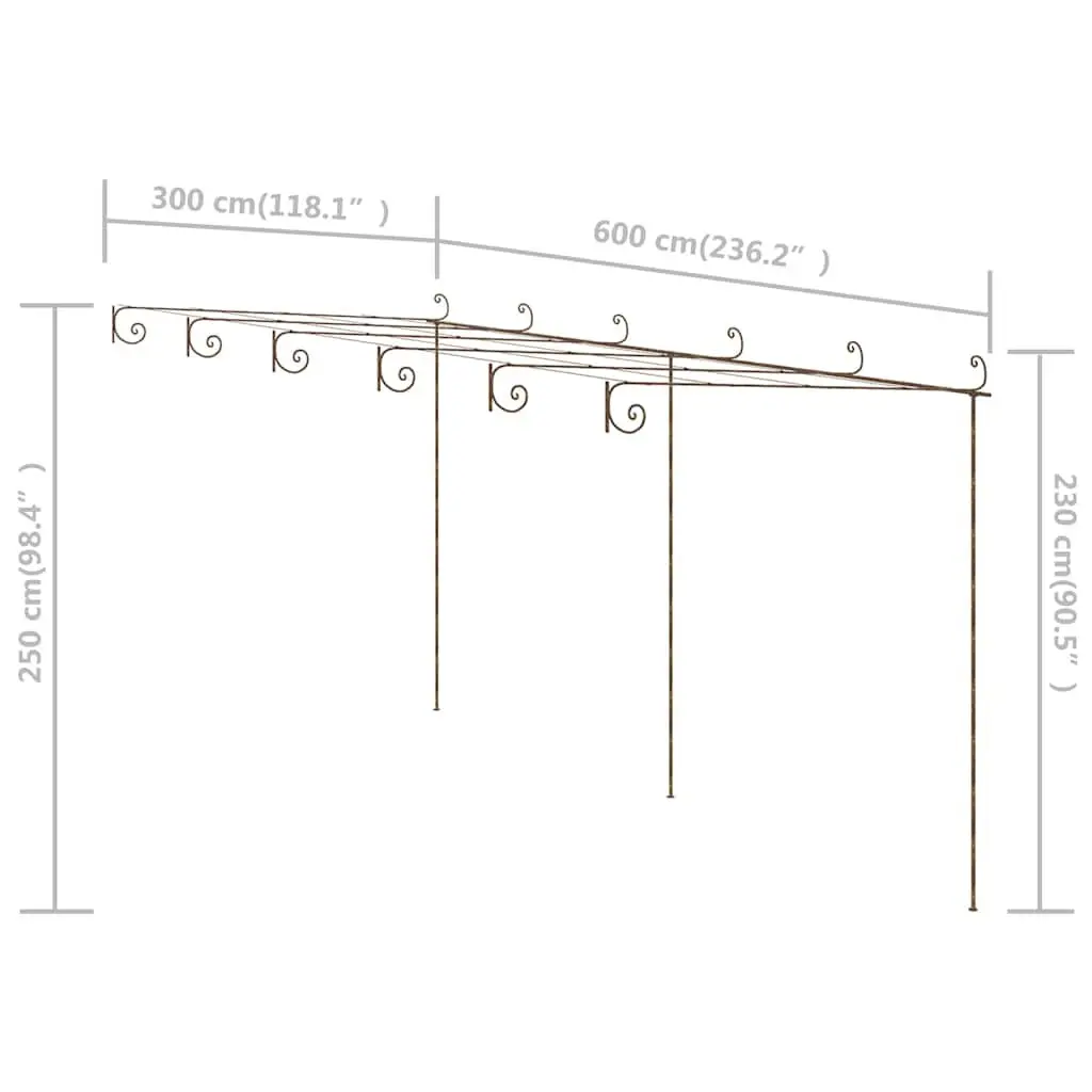 Garden Pergola Lean-to Shade Structure 6 x 3 x 2.5 m Brown