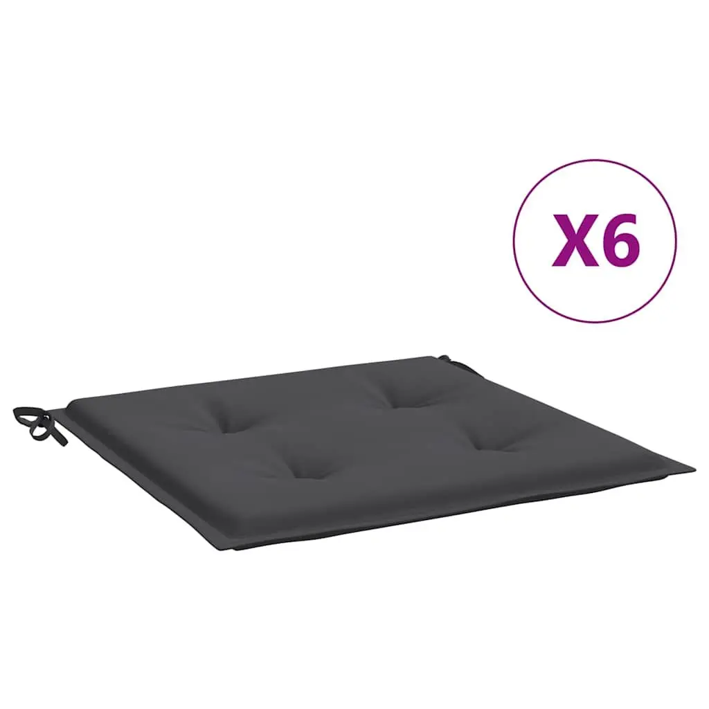 Outdoor Chair Cushions 6 Piece Set Anthracite 50 x 50 x 4 cm Oxford Fabric Foam Fibre Filling