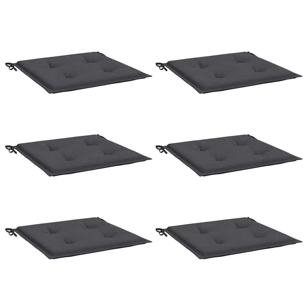 Outdoor Chair Cushions 6 Piece Set Anthracite 50 x 50 x 4 cm Oxford Fabric Foam Fibre Filling