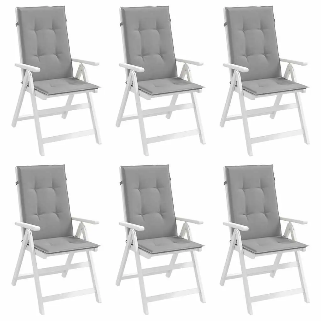Highback Chair Cushions 6 Piece Outdoor Patio Seat Pad 120x50x3 cm Grey