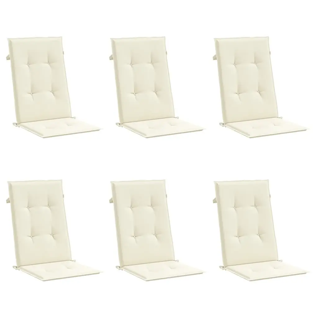 Highback Chair Cushions Cream 120x50x3 cm 6 Piece Set Outdoor Garden Patio Seat Pad Cushion