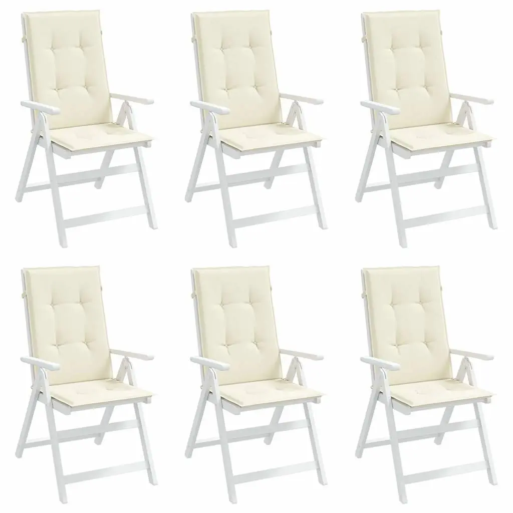 Highback Chair Cushions Cream 120x50x3 cm 6 Piece Set Outdoor Garden Patio Seat Pad Cushion