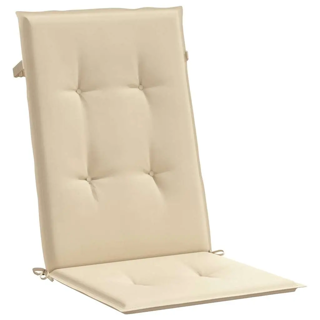 Highback Chair Cushions Outdoor Patio Seat Pad Set 6 Pcs Beige 120 x 50 x 3 cm