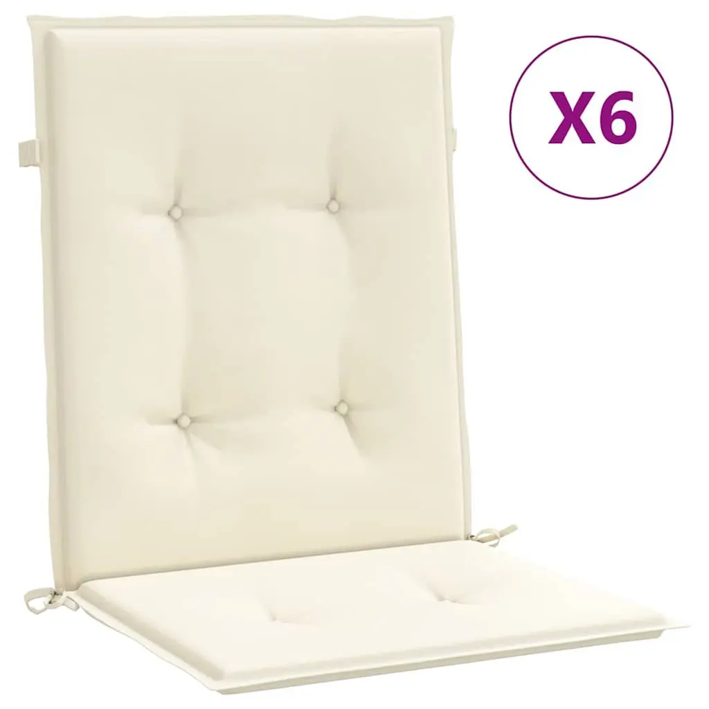 Lowback Chair Cushions 6 Piece Outdoor Garden Patio Furniture Seat Pads Cream