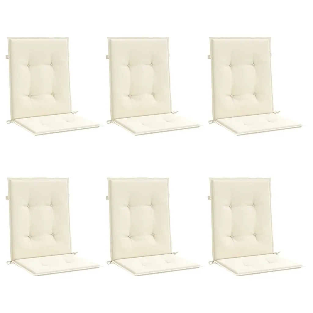 Lowback Chair Cushions 6 Piece Outdoor Garden Patio Furniture Seat Pads Cream