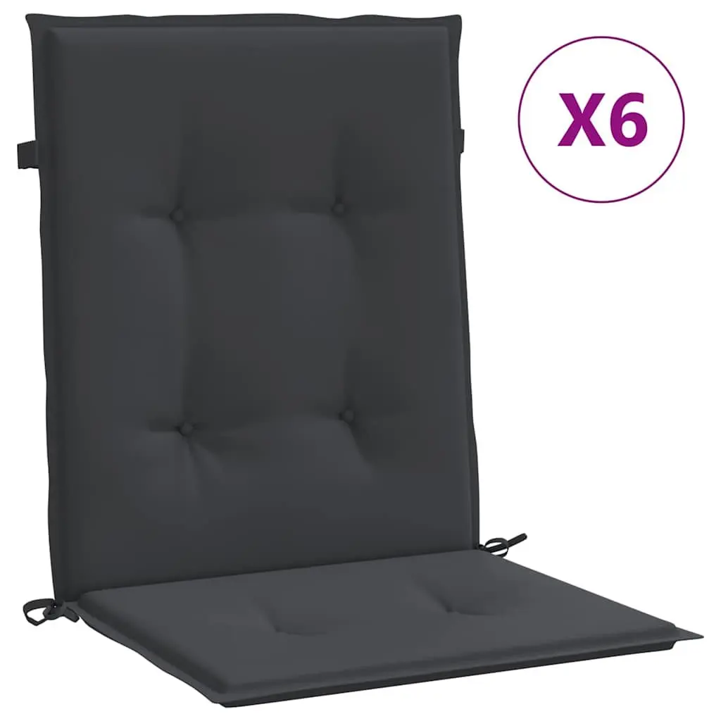 Lowback Chair Cushions 6 Piece Outdoor Patio Seat Pad 100x50x3 cm Black
