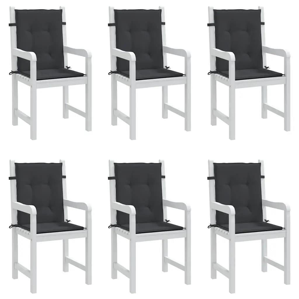 Lowback Chair Cushions 6 Piece Outdoor Patio Seat Pad 100x50x3 cm Black