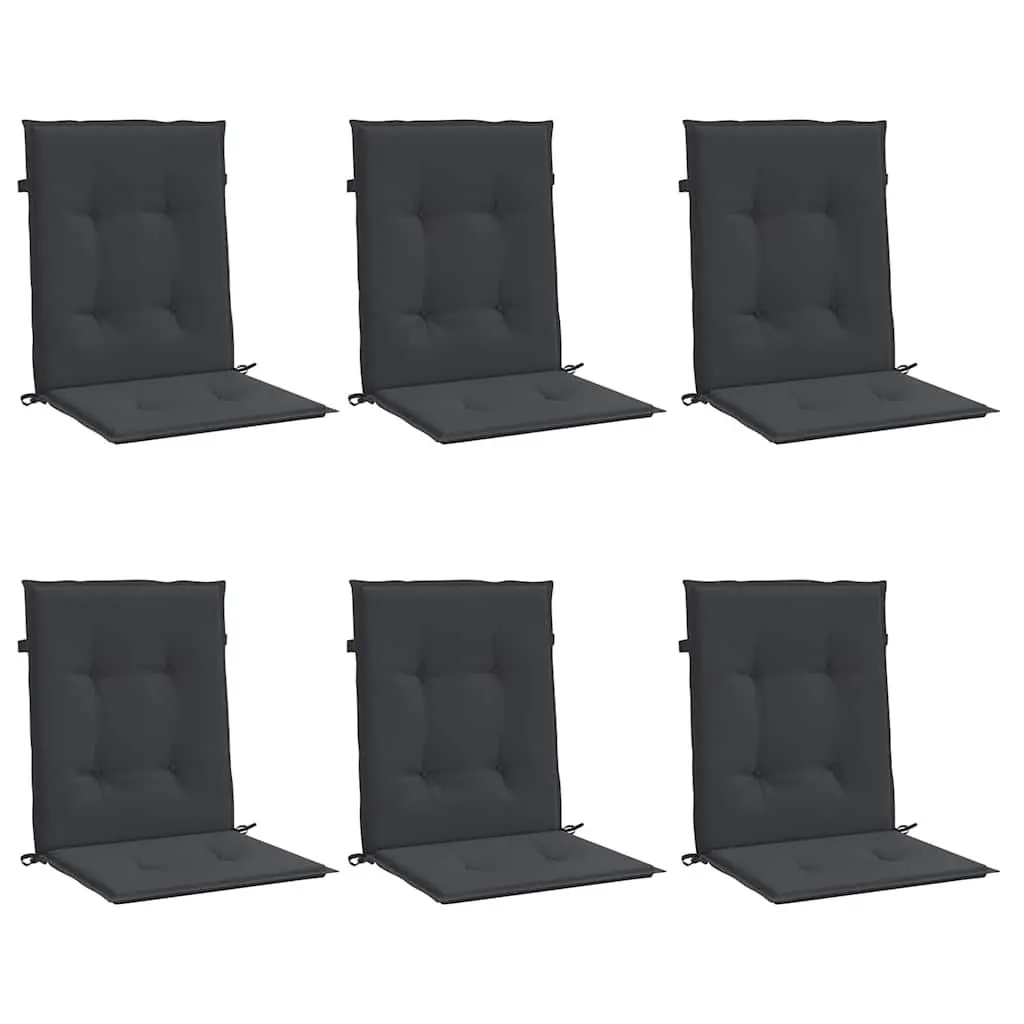 Lowback Chair Cushions 6 Piece Outdoor Patio Seat Pad 100x50x3 cm Black