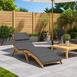 Sun Lounger Cushion Anthracite Outdoor Garden Patio Chair Pad 186x58x4cm
