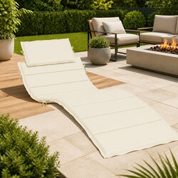 Cream Sun Lounger Cushion 186x58x4cm Non-Slip Garden Seat Pad
