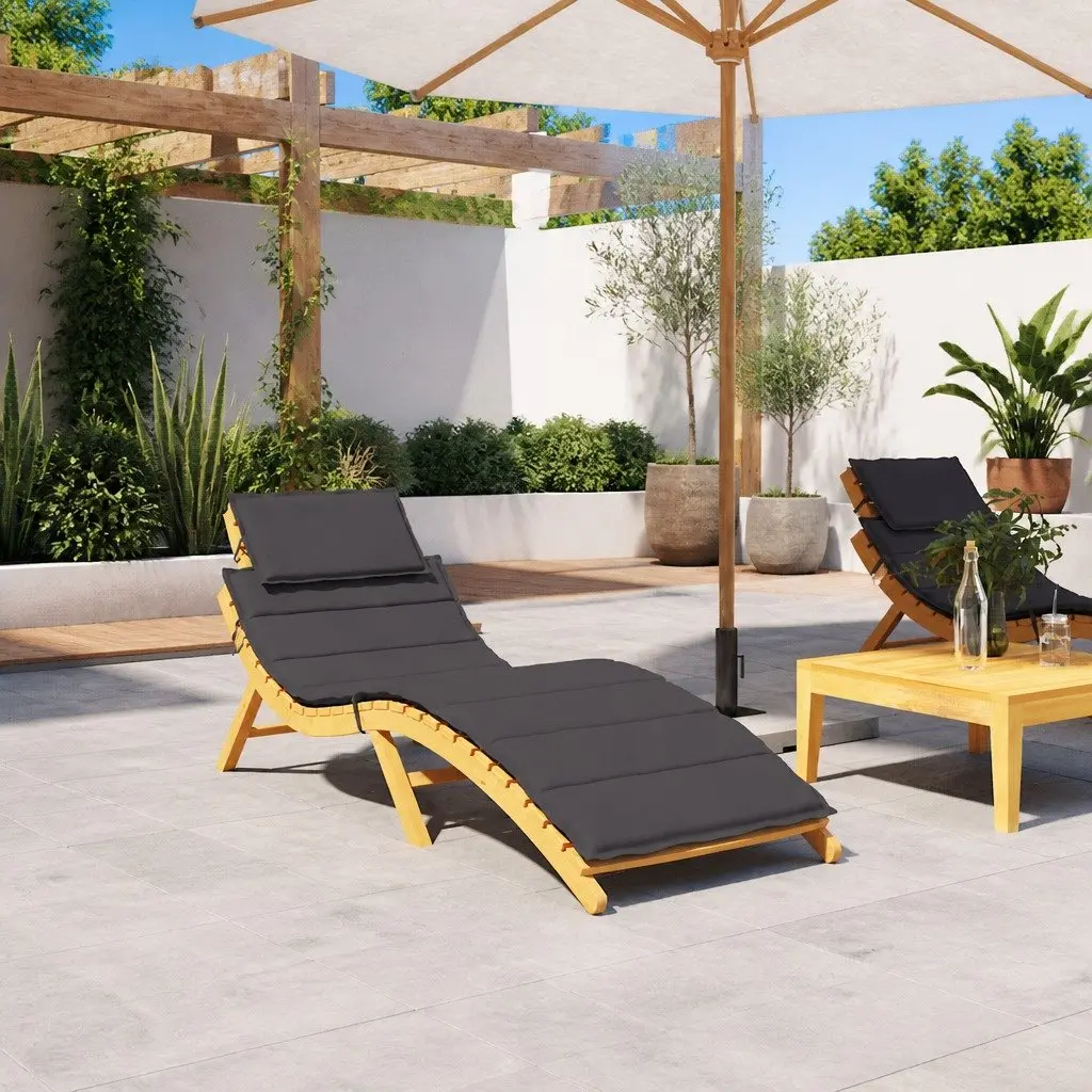 Sun Lounger Cushion Outdoor Chair Pad 186 x 58 x 4 cm Black Oxford Fabric