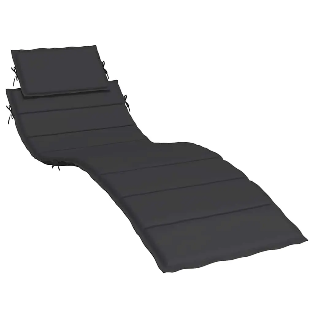 Sun Lounger Cushion Outdoor Chair Pad 186 x 58 x 4 cm Black Oxford Fabric