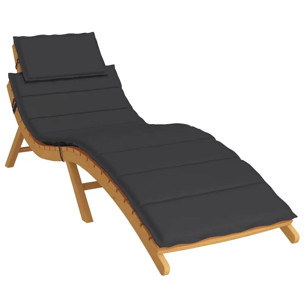 Sun Lounger Cushion Outdoor Chair Pad 186 x 58 x 4 cm Black Oxford Fabric