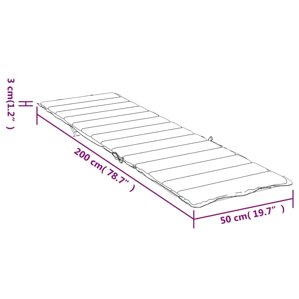 Sun Lounger Cushion Outdoor 200x50x3cm Anthracite Garden Patio Chair Pad