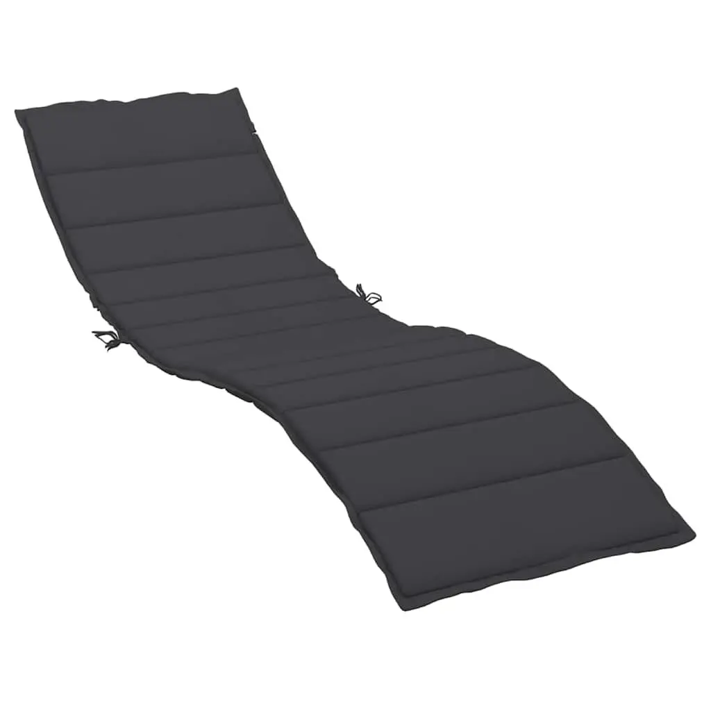 Sun Lounger Cushion Outdoor Garden Patio Chair Pad 200cm x 60cm Black
