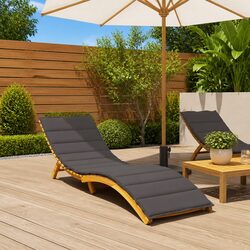 Quality Sun Lounger Cushion in Anthracite 200x70x3cm