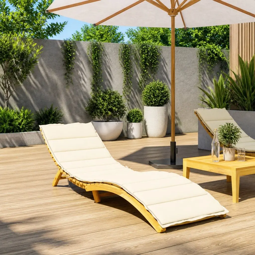 Sun Lounger Cushion Outdoor Garden Patio Chair Pad 200x70x3cm Cream